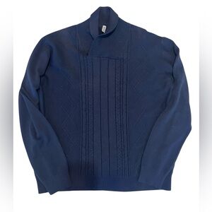 Nitagut Mens 2XL Shawl Collar Cable Knit Sweater Navy Blue Pullover